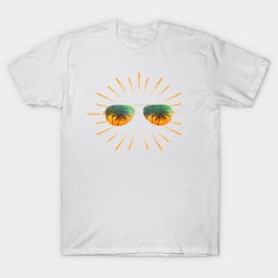 Sunglasses reflect the vibes of the sunset. T-Shirt